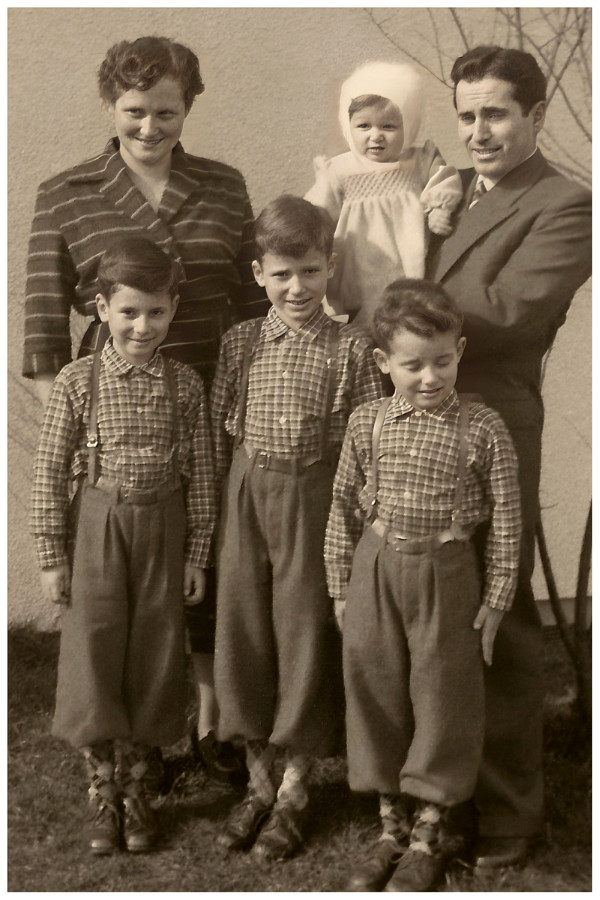 Hanni Grimbühler-Studer, Waldemar Grimbühler-Studer, Anita Grimbühler, Sven Grimbühler, Kurt Grimbühler (1954), Othmar Grimbühler-Furrer, Vintage Family Photo 1954
