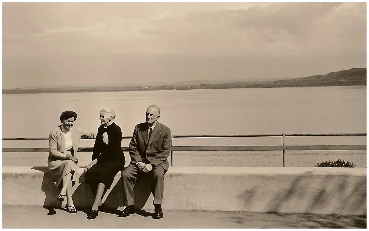 Pia Grimbühler-Lanz, Rosa Lanz und Ernst Lanz (≈1955), Vintage Photo 1955