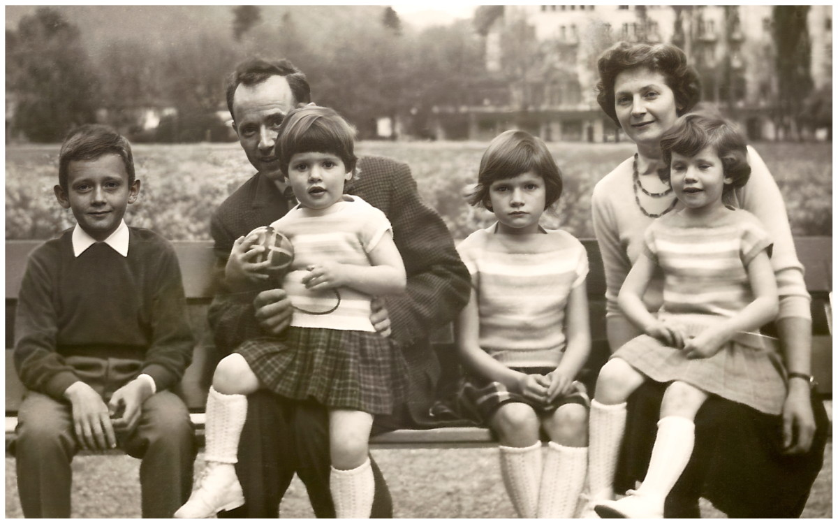 Rolf Grimbühler-Lubbe, Greti Grimbühler-Lubbe, Martin Grimbühler-Steiner, Brigitta Zuber-Grimbühler, Marianne Rihs-Grimbühler, Ingrid Brunner-Grimbühler (1960), Vintage Family Photo 1960